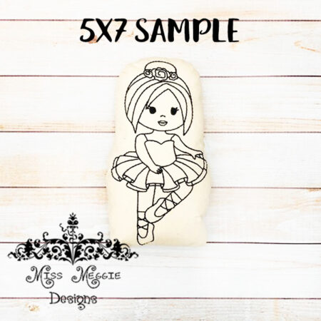 Doodle coloring doll stuffie Ballerina 1  Embroidery file