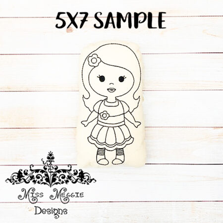 Doodle coloring doll stuffie Little Girl 1 Embroidery file