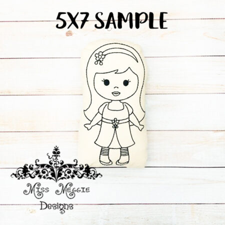 Doodle coloring Stuffie doll Little Girl 2 ITH Embroidery file