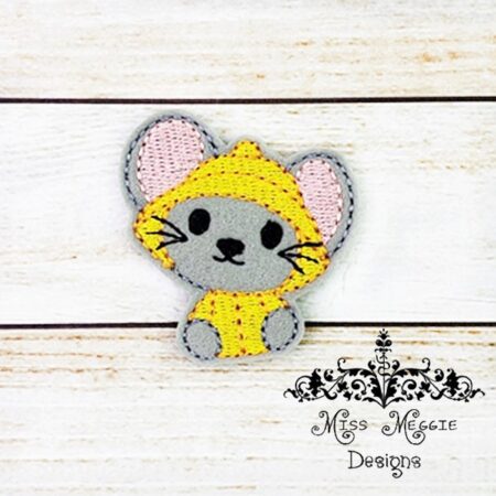 Rainy day Mouse feltie ITH Embroidery design file
