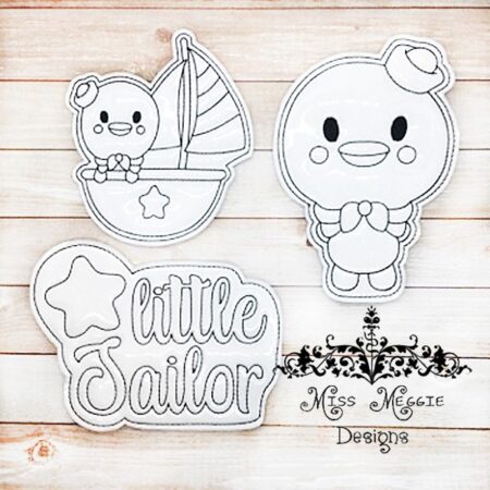 Coloring Flat doll set Sailor Duck  ITH Embroidery design file