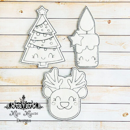 Coloring Doll Christmas 1 set ITH Embroidery design files