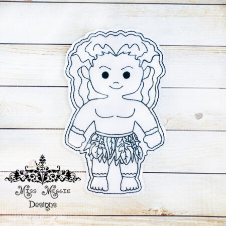 Flat coloring doll Moana's Dad ITH Embroidery design file