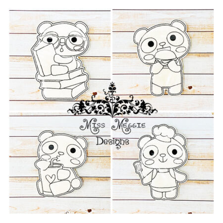 Panda Set coloring dolls ITH Embroidery design file