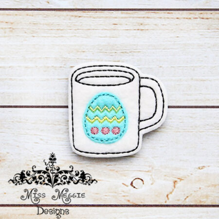 Coffee Mug Easter Egg feltie ITH Embroidery design file