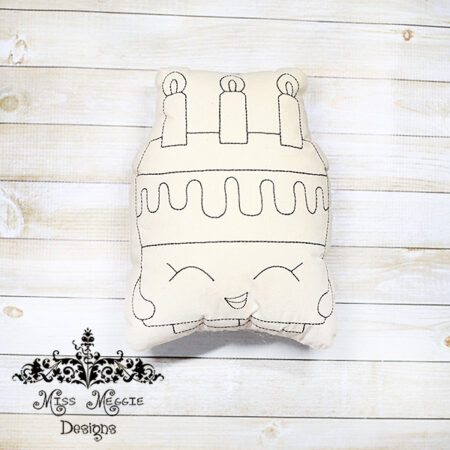Doodle coloring doll stuffie Birthday Cake Embroidery file