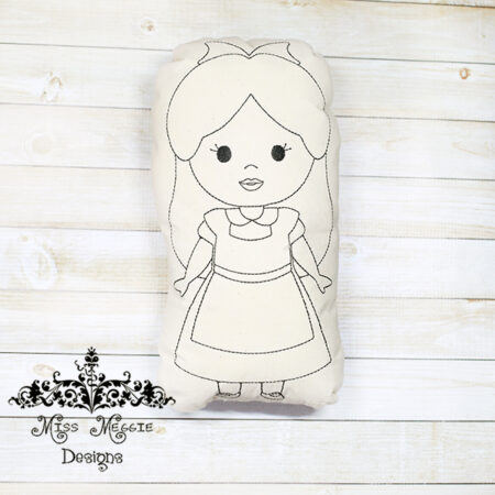 Doodle coloring doll stuffie Wonderland Alice Embroidery file
