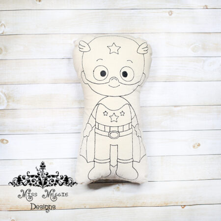 Doodle coloring doll America Hero boy ITH Embroidery file