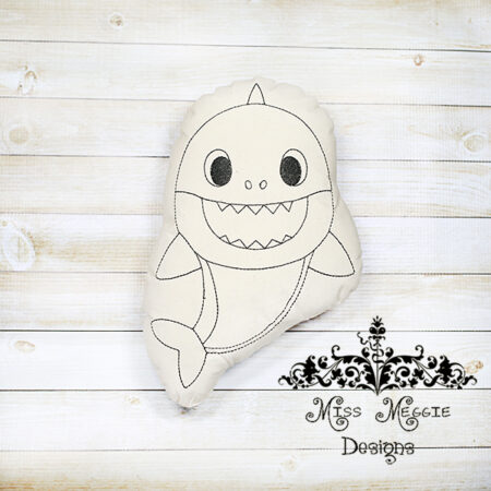Doodle coloring doll stuffie little shark  Embroidery file