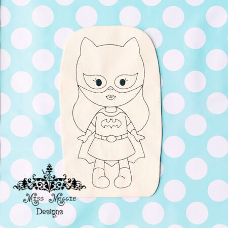 Doodle coloring doll stuffie Hero Bat girl Embroidery file