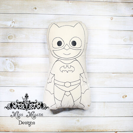 Doodle coloring doll stuffie Bat Hero boy Embroidery file
