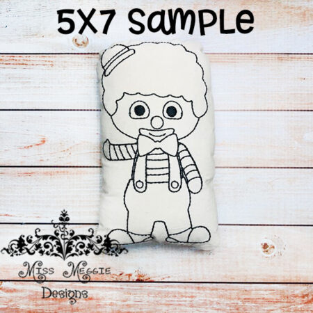 Doodle coloring doll stuffie Circus clown Embroidery file