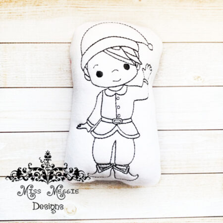 Doodle doll coloring stuffie Elf boy Christmas ITH embroidery