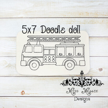 Doodle doll coloring stuffie Fire Truck ITH Embroidery file