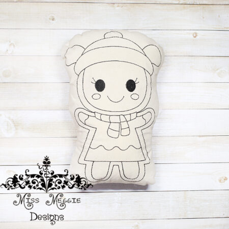 Doodle coloring doll stuffie Gingerbread girl  Embroidery file