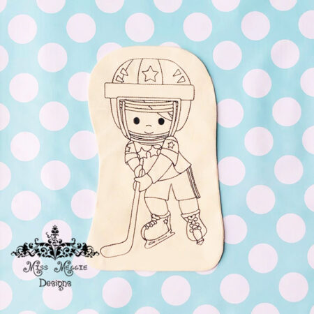 Doodle coloring doll stuffie Hockey  Embroidery file