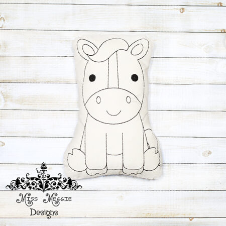 Doodle coloring stuffie doll Horse ITH Embroidery file