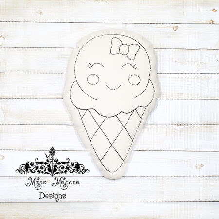 Doodle coloring stuffie doll Ice cream  ITH Embroidery file