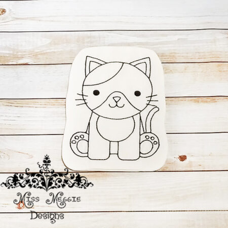 Doodle coloring stuffed doll kitty ITH Embroidery design file