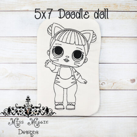 Doodle doll coloring stuffie Tiger Doll ITH Embroidery file