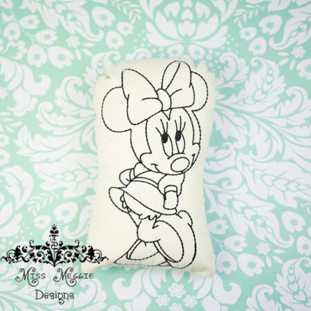 Doodle doll coloring stuffie Minny Mouse ITH Embroidery file