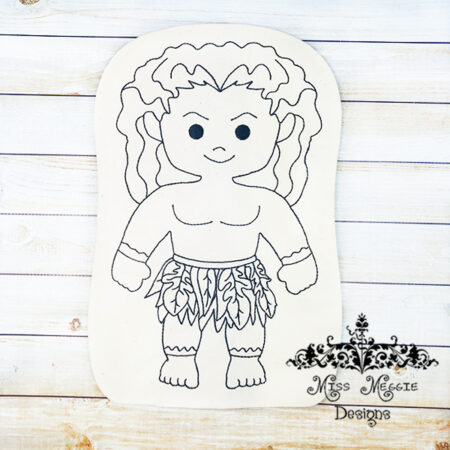 Doodle doll coloring stuffie Tui Moana ITH Embroidery file
