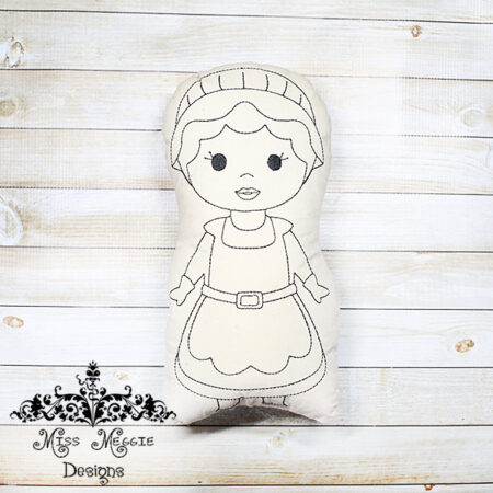 Doodle coloring doll stuffie Mrs. Santa Embroidery file