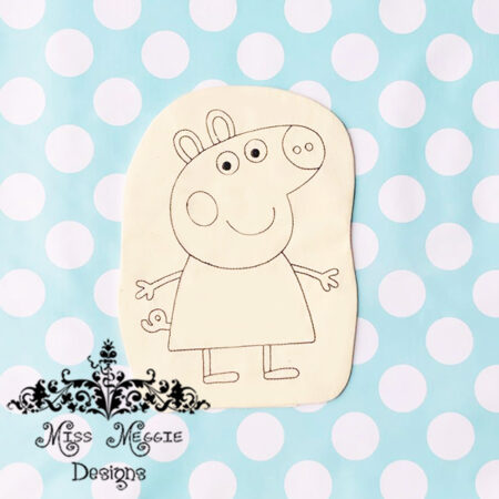 Doodle coloring doll stuffie Peppy Piggie girl Embroidery file