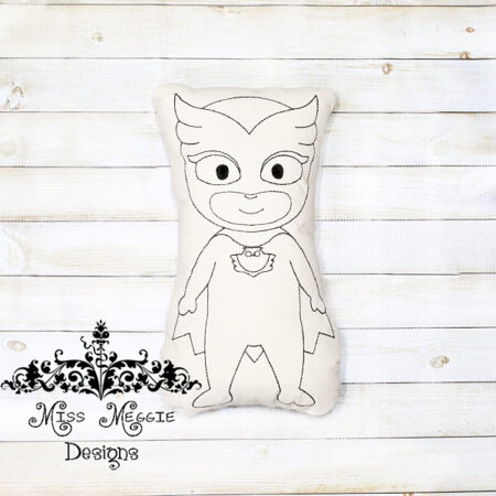 Doodle coloring stuffie doll Pj owl ITH Embroidery file