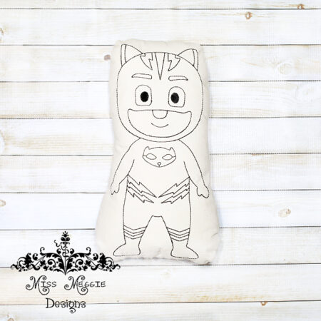 Doodle coloring stuffie doll Pj Tiger cat ITH Embroidery file