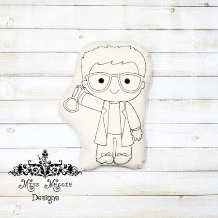 Doodle coloring stuffie doll Science boy  ITH Embroidery file