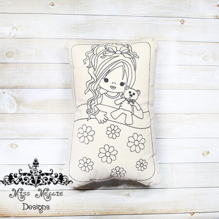 Doodle coloring doll stuffie Sleeping Bag Girl Embroidery file
