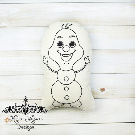 Doodle doll coloring stuffie Snowman ITH Embroidery file