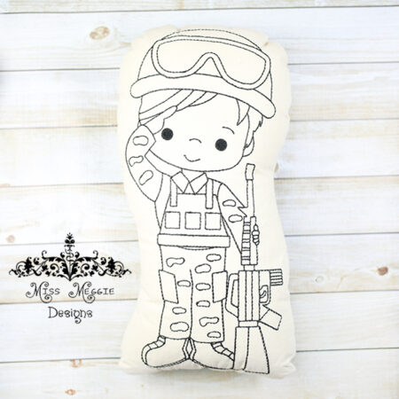 Doodle doll stuffie Military Soldier ITH Embroidery design file