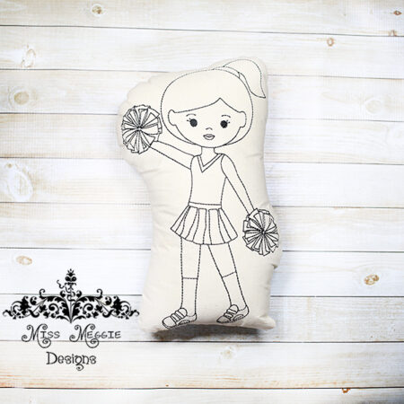 Doodle coloring doll stuffie Teen Cheerleader Embroidery file