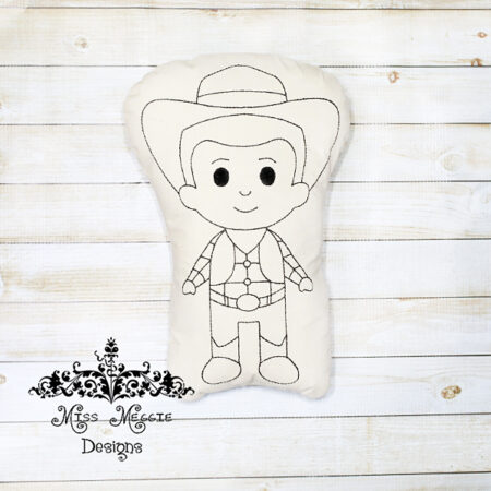 Doodle coloring stuffie doll Woodie toy ITH Embroidery file