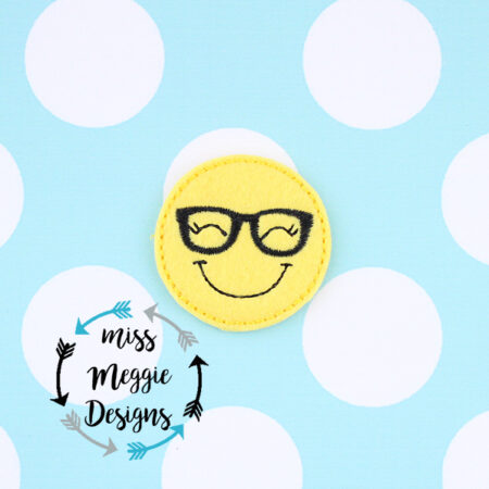 Geeky Smiling face feltie ITH Embroidery design file