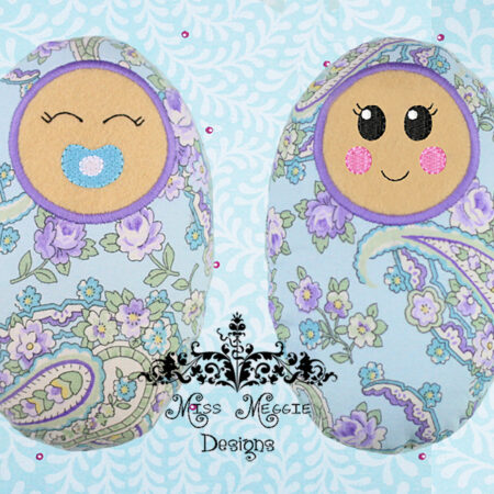 Swaddled Baby Switcheroo Stuffie ITH Embroidery design file