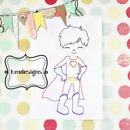Super boy Redwork ITH Embroidery design file