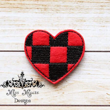 Buffalo Plaid Heart feltie ITH Embroidery design file
