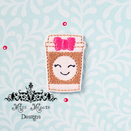 Cappuccino Girl planner feltie ITH Embroidery design file coffee