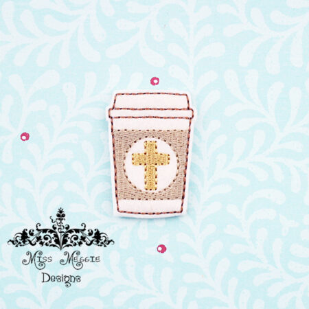 Cappuccino coffee Easter Cross feltie ITH Embroidery design file