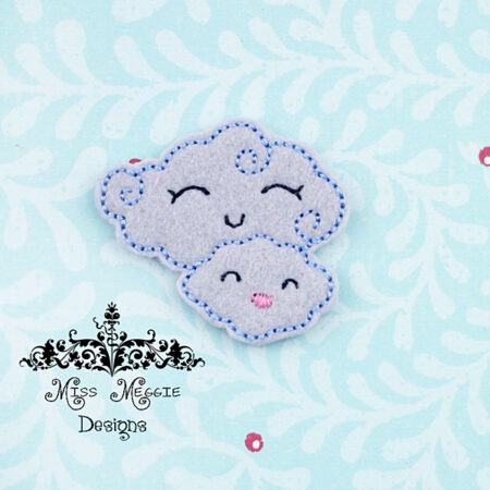 Mommy and Baby cloud feltie ITH Embroidery design file