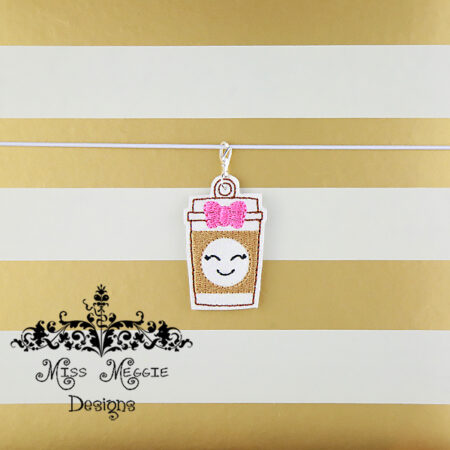 Cappuccino Girl Bow Feltie Charm ITH Embroidery design file