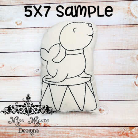 Doodle coloring doll stuffie Circus Seal Embroidery file