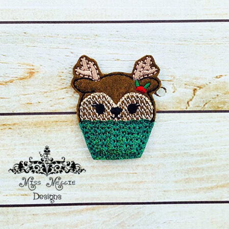 Reindeer Cupcake feltie ITH Embroidery design file
