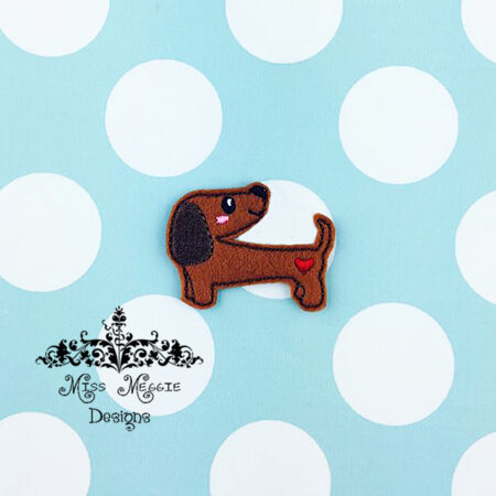 Dachshund dog doggie feltie ITH Embroidery design file