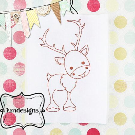 Reindeer Redwork ITH Embroidery design file woodland