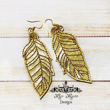 Feather embroidery earring design ITH Embroidery file