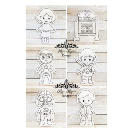 Coloring flat doll set Galaxy wars set ITH Embroidery design fil